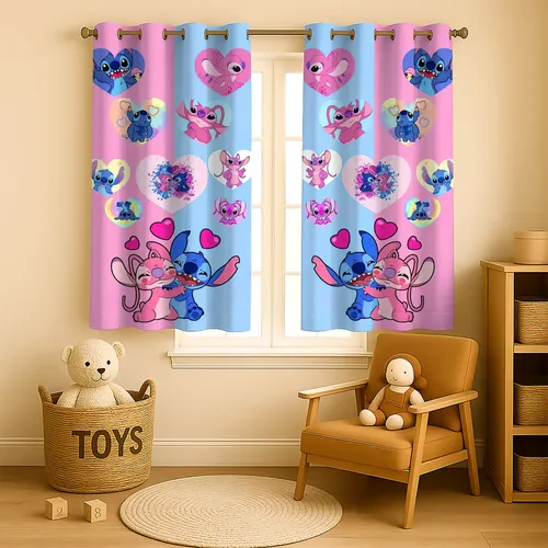 Cortina Quarto Infantil Criança Pequena 200x150m Lilo Stich
