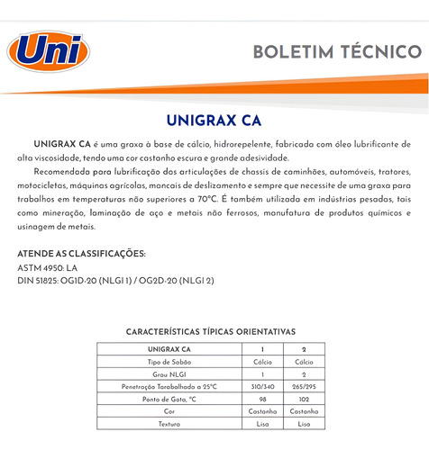 Graxa Ingrax Para Chassis Unigrax Ca 2 - 10kg