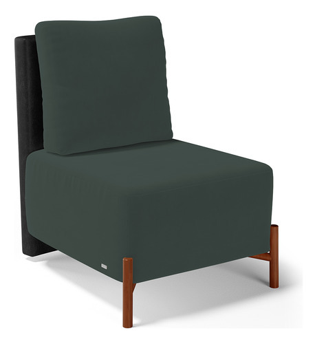 Poltrona Sala De Estar Living Hungria Cour Preto Suede Verde