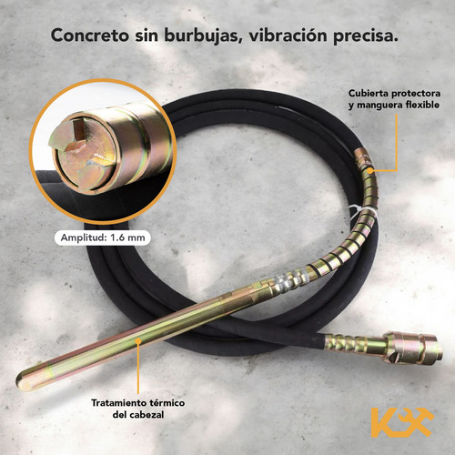Vibrador De Concreto A Gasolina 6.5 Hp 4t Con Chicote 6 Mts