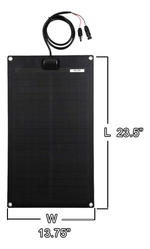 Lensunsolar Panel Solar Flexible, 30 W, 12 Voltios, Etfe, Ne
