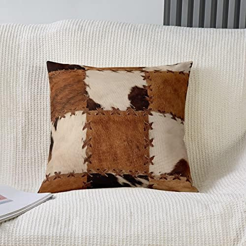 Juego De 2 Fundas De Almohada De Piel De Vaca De 20 X 20, Fu