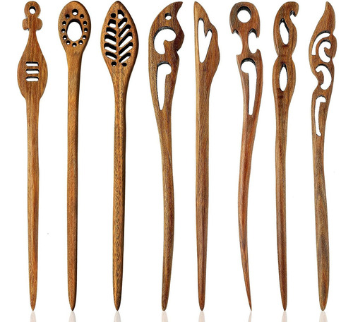 8 Palitos De Madera For El Cabello Palillo Pelo For Mujer