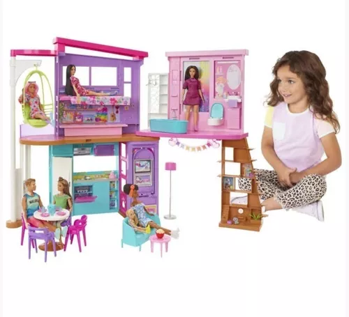 Casa de bonecas mobiliada de 2 andares da Mattel Barbie