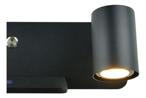 Luz De Pared Gu10 Con Puerto Usb Proyector De Negro Derecho