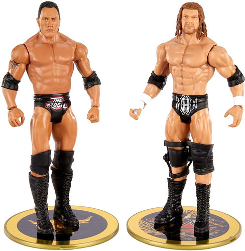 Imagen 2 de 5 de Set 2 Figuras Wwe The Rock Triple H Envío Gratis