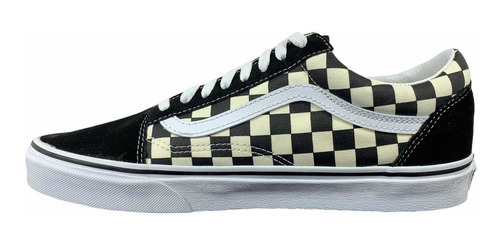 Tenis Vans Hombre Old Skool Checkerboard Negro Look Trendy