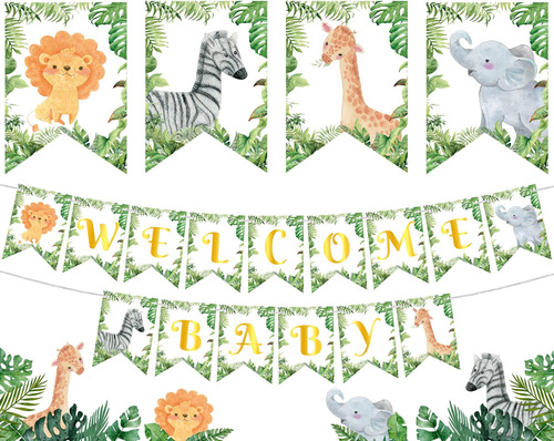 Pancarta De Bienvenida Para Bebé De Safari, Pancarta De Baby