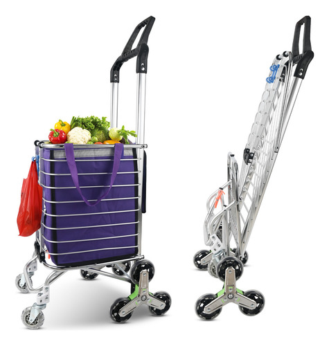 Carrito De Aluminio Plegable Para Mandado Compras 80 Kg