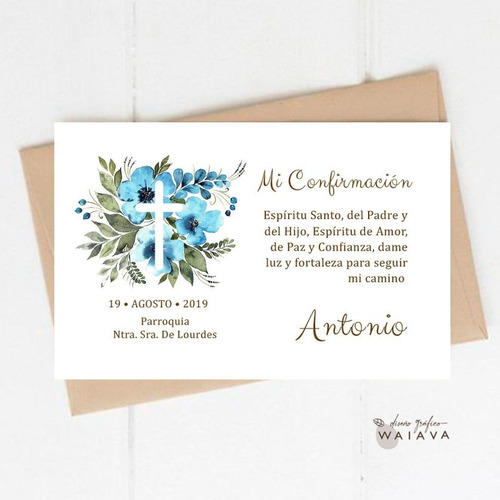 Imagen 2 de 10 de Estampas Confirmación Tarjetas Nenes Horizontal X 3u