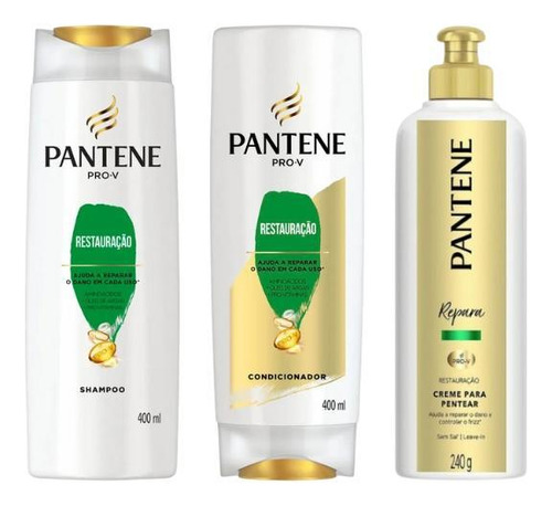 Kit Pantene Restauração - Shampoo+cond+cr De Pentear-3 Itens