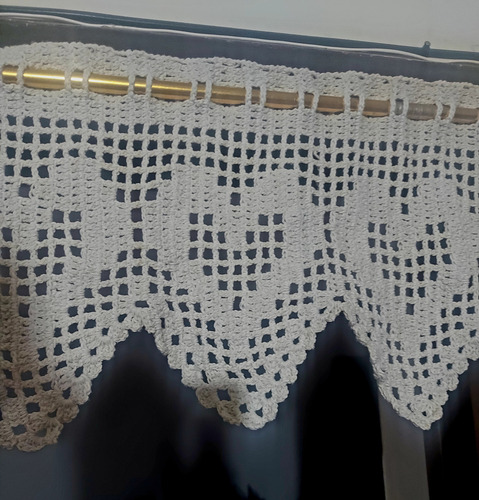 Cortina Bando Cenefa A Crochet Hilo/algodón 117cm X 30cm