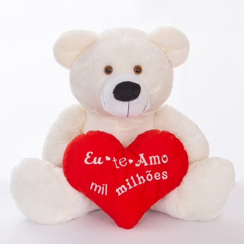 Urso Teddy Grande De Pelúcia 60cm Com Coração Personalizado