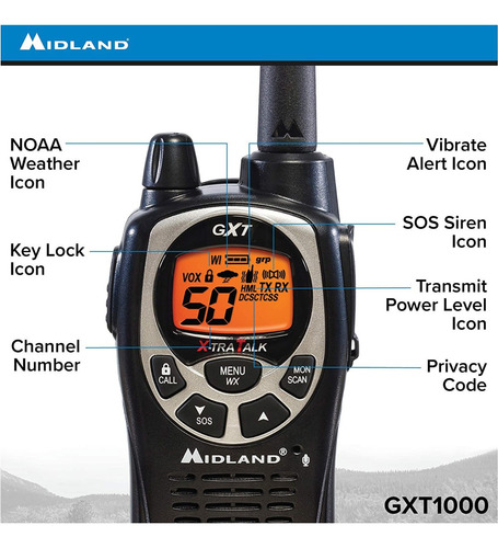 Radios 2 Vias Midland Gxt1000vp4 58 Kms Negro