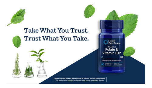 Life Extension Folato Bioactivo Y Vitamina B12 150 Cápsulas