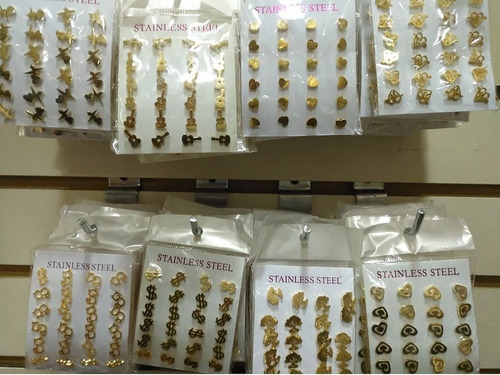 12 Aretes Topos Topitos En Acero Inoxidable Zarcillo