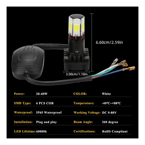 Faro Delantero Led Para Motocicletas Universal H4 Ba20d P15d