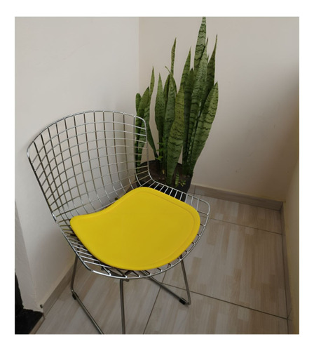 Kit 2 Almofada Assento Cadeira/ Banqueta Bertoia Cor Amarelo