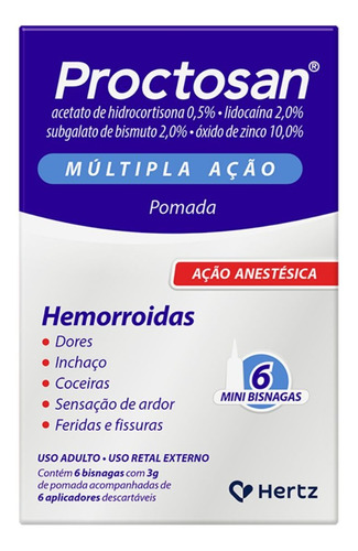  Proctosan Pomada 6 Bisnagas De 3g Tratamento De Hemorroidas Fragrância Neutro