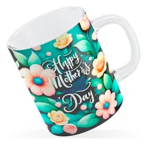 Comprar Taza Vidrio Cristal 315 Ml Día De Las Madres Flores Plantas