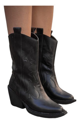 Botas Texanas Taco Eco Cuero Excelente Calidad Moda Invierno