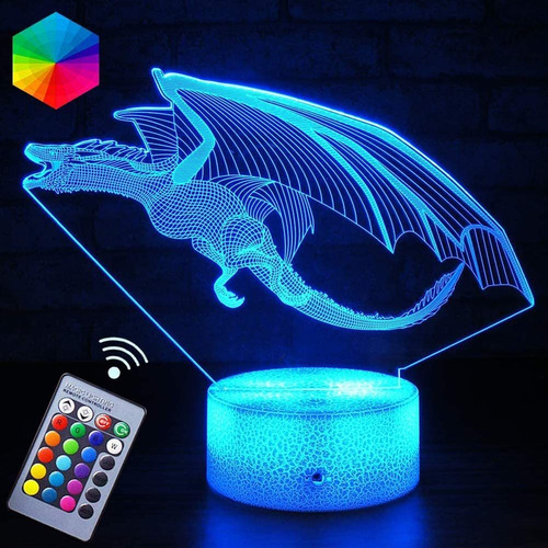 Dragon Night Lights, Lámpara Led De Ilusión Óptica 3d