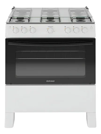 Fogão Itatiaia Star New 6 Bocas Branco Com Mesa de Inox e Acendimento Automático