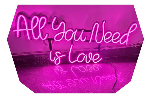 Cartel All You Need Is Love Neón Led / Frases Personalizado