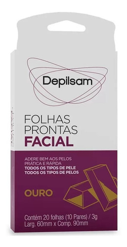 Folhas Prontas Facial Ouro 10 Pares Depilsam