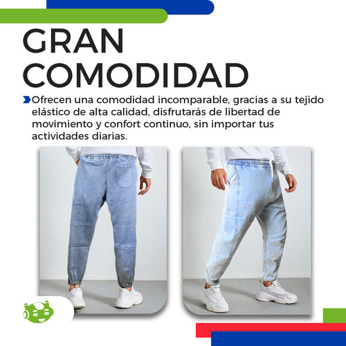 Pantalón Denim Para Hombre Jogger Elástico Algodón Casual