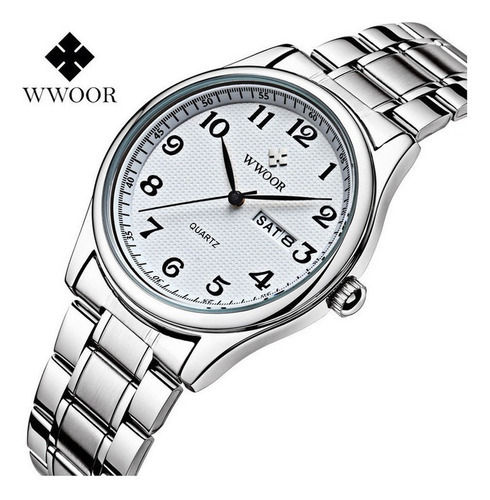 Relojes De Cuarzo Inoxidable Wwoor Classic Calendar Color Del Fondo Blanco