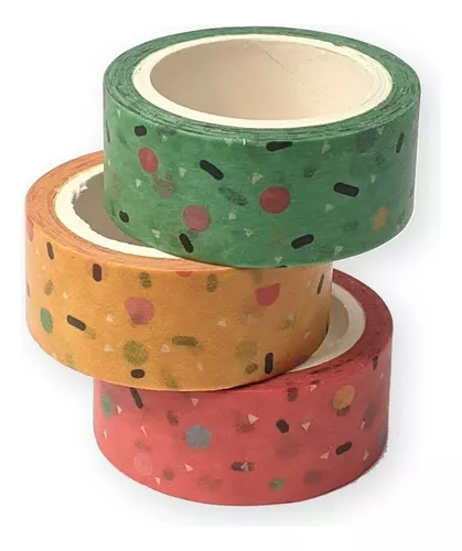 Washi Tape Glitter Decorativa Cinta Adhesiva Deco X10