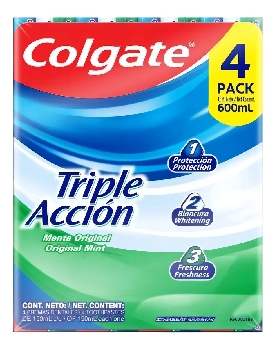 Crema Dental Anticaries Colgate Triple Acción 4 Pz De 150 Ml