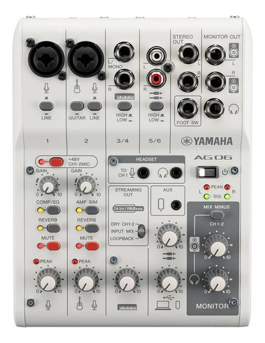Mezcladora 6 Canales Para Live Streaming Yamaha Ag06mk2w