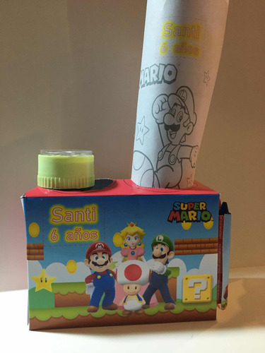 Cajita Sorpresitas Mario Bros Burbujero Y Para Pintar *10