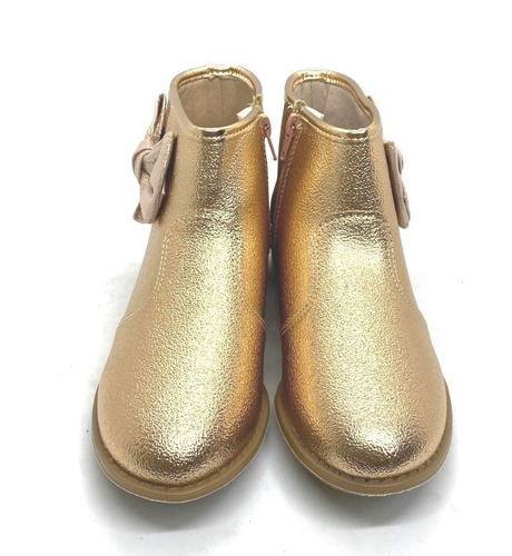 Imagen 3 de 3 de Bota Dorada Rose Con Brillos Y Moño Nenas Molekinha 2167128