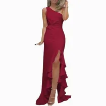 Comprar Mycity® Vestido De Noche Con Volantes Y Aberturas Para Mujer
