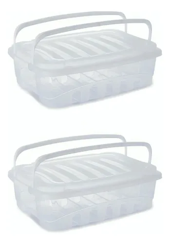 comprar Set X 2 Caja Plastica Organizadora Con Manija Revatible