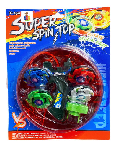 3 Trompo De Cuerda Blade Blade Con Estadio Super Spin Top