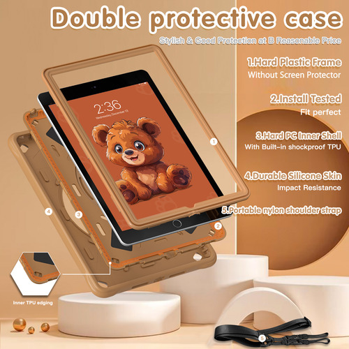 Funda Híbrida Giratoria 360 Con Dibujos Animados Para Ni?os