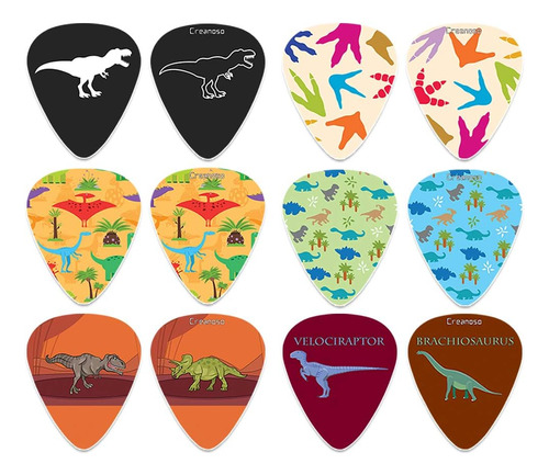 Creanoso Cool Dinosaur Guitar Pick (paquete De 12) Celuloide