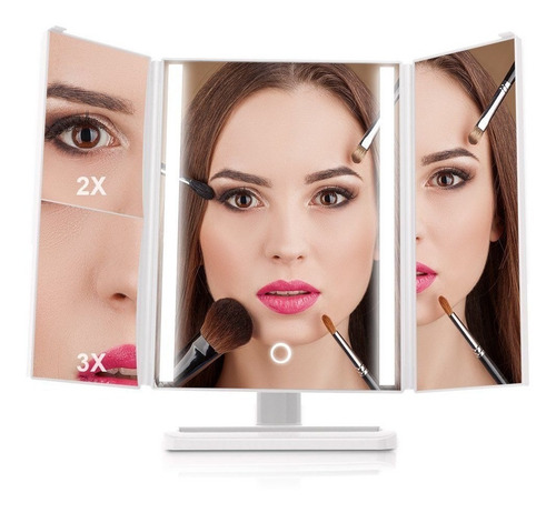 24 Leds Maquillaje, Espejo Iluminado Triple Con Touch Dimmer