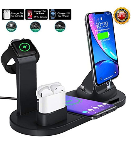 Cargador Inalámbrico Rápido De 10 W, 4 En 1
