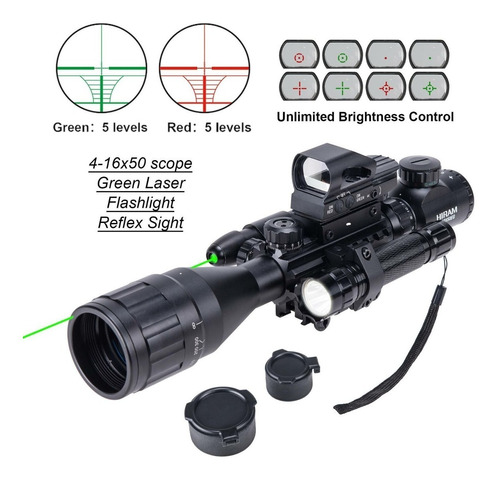 Mira Telescópica 4 En 1 Sfp 4-16x50 Picatinny Tipo Ar Laser.