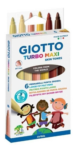 6 Marcadores Giotto Turbo Maxi Piel Skin Tones