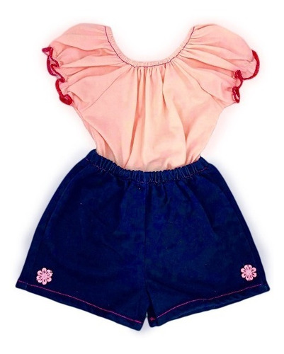 Conjunto Niña Short Y Blusa - Vestido Niña Rosa Y Jean