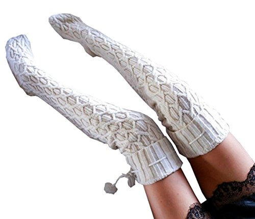 Calcetines Extra Largos Para Mujer Con Cordones De Cable Sob