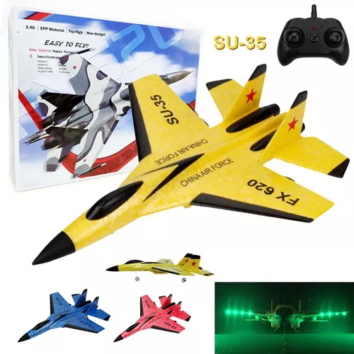 Avião Planador Luz LED e Controle Remoto 2.4g - Muita Diversão