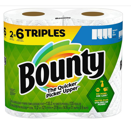 Toallas De Papel Bounty Select-a-size, 2 Rollos Triples