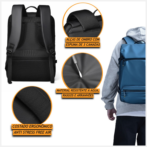 Melhor Mochila Notebook Impermeável 15,6 Para Dell Asus Hp Lenovo Acer Macbook Air M1 M2 M3 Positivo Tecido Resistente Reforçada Bolsa Escolar Universidade Faculdade Viagem Bordo Com Pochete Tokshop